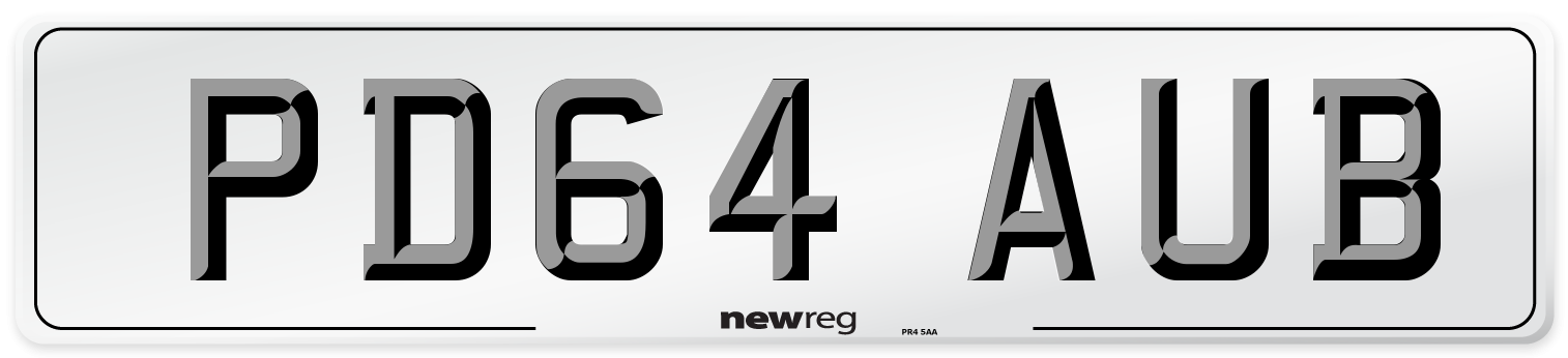 PD64 AUB Number Plate from New Reg